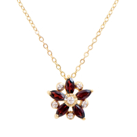 0.85 CTW Natural Garnets & Diamonds 18K Gold Plated Designer Pendant 18 Inches | Estimated Value $1,729 (AMG) at PristineAuction.com