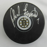 Phil Esposito Signed Bruins Logo Hockey Puck (JSA) at PristineAuction.com