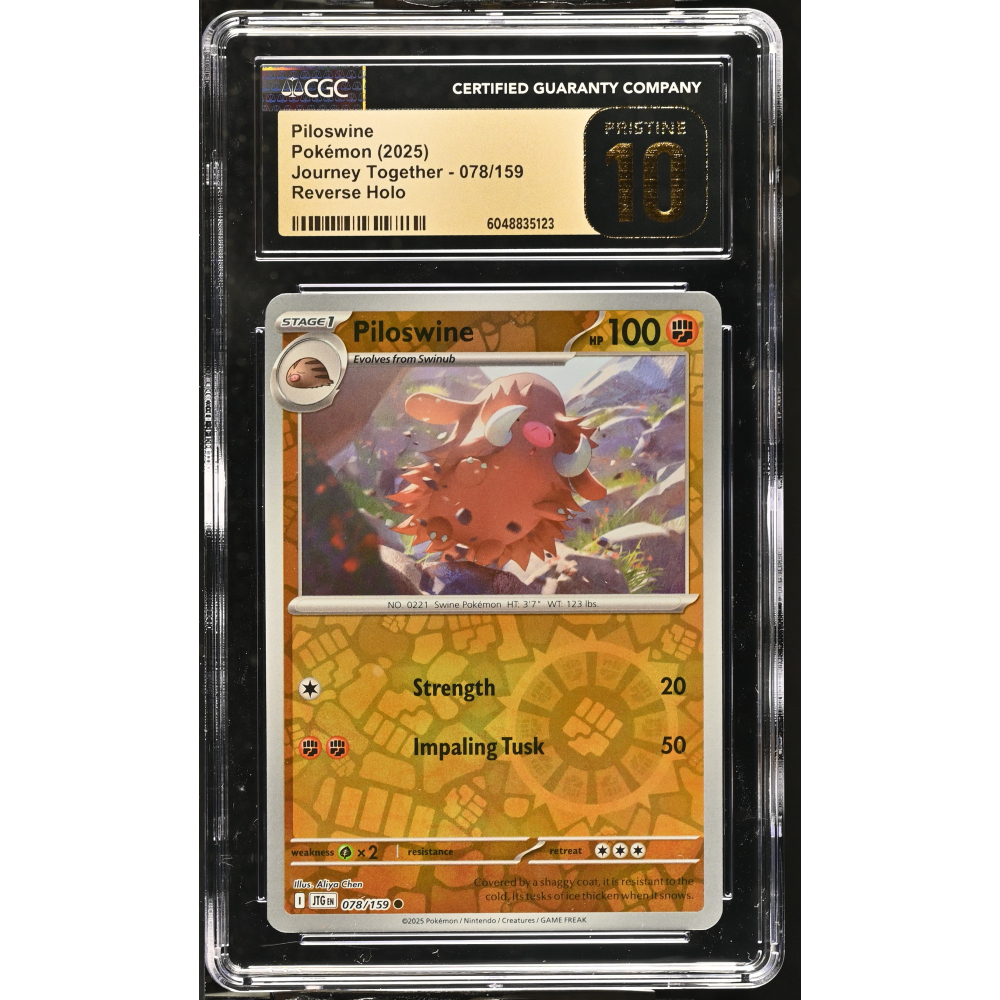 Piloswine 2025 Pokemon Journey Together #078/159 (CGC PRISTINE 10 | Black Label) at PristineAuction.com
