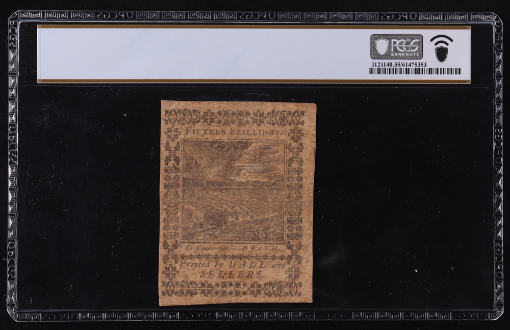 1773 Pennsylvania Colonial Currency, 15 Shillings - Fr. PA-168 (PCGS CHOICE VF35) - S/N 21934 - With Ex. Walter Green Collection Pedigree at PristineAuction.com 1773 Pennsylvania Colonial Currency, 15 Shillings - Fr. PA-168 (PCGS CHOICE VF35) - S/N 21934 - With Ex. Walter Green Collection Pedigree at PristineAuction.com