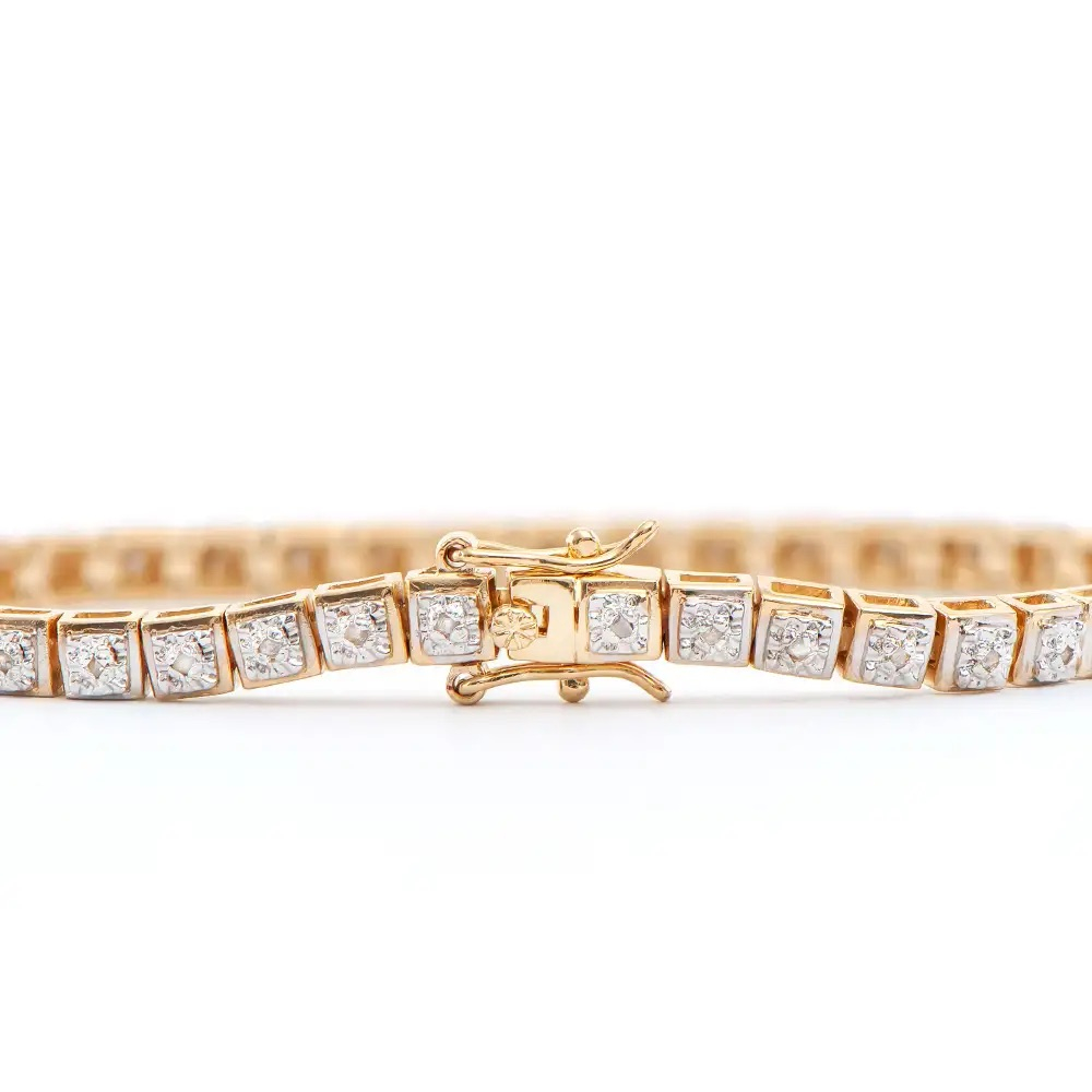 0.32 CTW Natural Diamonds 18K Gold Plated Designer Bracelet Size 7.5 Inches | Estimated Value $1,959 (AMG) at PristineAuction.com