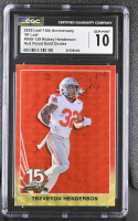 TreVeyon Henderson 2025 Leaf 15th Anniversary '90 Leaf Red Flood Gold Circles #90B139 RC #1/1 (CGC 10) at PristineAuction.com