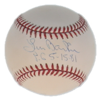Len Barker Signed OML Baseball Inscribed "P.G 5-15-81" (JSA) at PristineAuction.com