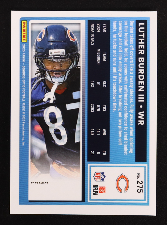 Luther Burden 2025 Panini Donruss Optic RR #275 RC at PristineAuction.com Luther Burden 2025 Panini Donruss Optic RR #275 RC at PristineAuction.com