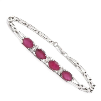 4.11 CTW Natural Ruby & Diamond Rhodium Plated Designer Bracelet Size 7.6 Inches | Estimated Value $1,899 (AMG) at PristineAuction.com