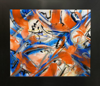 Mark Lewis Original Custom Framed Abstract Painting On Glass 016-26 (Lewis) at PristineAuction.com