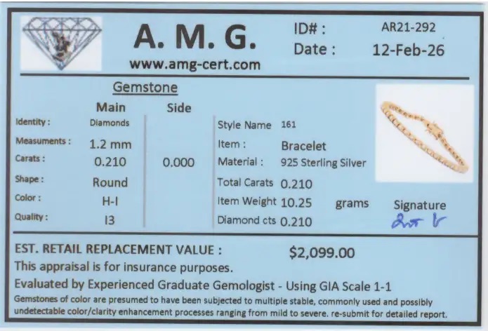 0.21 CTW Natural Diamonds 18K Gold Plated Designer Bracelet Size 7.1 Inches | Estimated Value $2,099 (AMG) at PristineAuction.com 0.21 CTW Natural Diamonds 18K Gold Plated Designer Bracelet Size 7.1 Inches | Estimated Value $2,099 (AMG) at PristineAuction.com