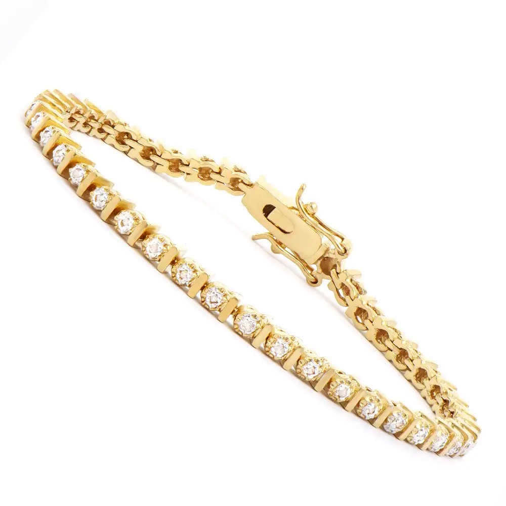 0.21 CTW Natural Diamonds 18K Gold Plated Designer Bracelet Size 7.1 Inches | Estimated Value $2,099 (AMG) at PristineAuction.com