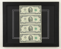 2013 U.S. $2 Dollar Bill Custom Framed Uncut Sheet Of (4) Bills at PristineAuction.com