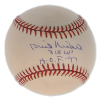 Phil Niekro Signed ONL Baseball Inscribed "HOF 97" & "318 Ws" (JSA) at PristineAuction.com