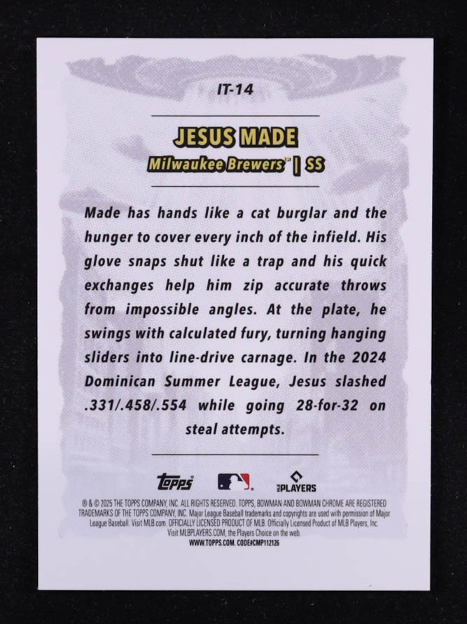 Jesus Made 2025 Bowman Chrome It Came to the League #IT14 at PristineAuction.com Jesus Made 2025 Bowman Chrome It Came to the League #IT14 at PristineAuction.com