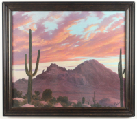 "Camelback And The Praying Monk"Custom Framed Painting on Canvas by Ann McLeod at PristineAuction.com