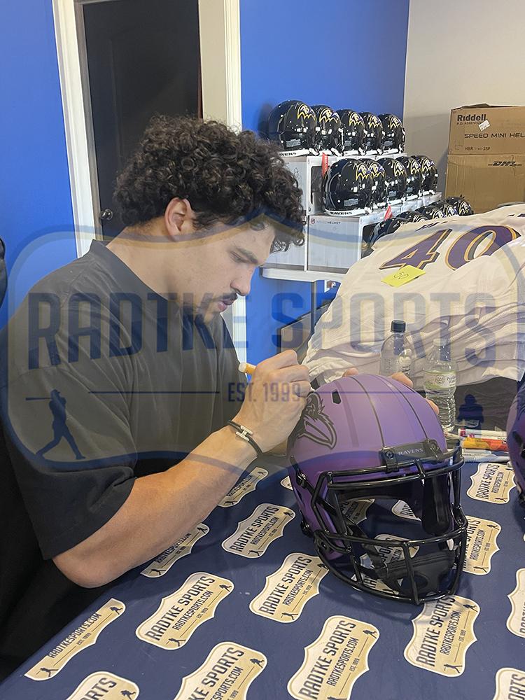 Teddye Buchanan Signed Ravens Full-Size Rave Alternate Speed Helmet (Radtke) at PristineAuction.com Teddye Buchanan Signed Ravens Full-Size Rave Alternate Speed Helmet (Radtke) at PristineAuction.com