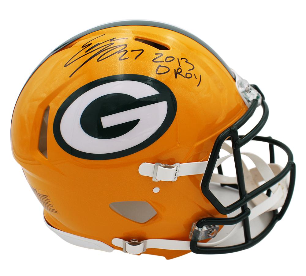 Eddie Lacy Signed Packers Full-Size Authentic On-Field Speed Helmet Inscribed "2013 OROY" (Radtke) at PristineAuction.com Eddie Lacy Signed Packers Full-Size Authentic On-Field Speed Helmet Inscribed "2013 OROY" (Radtke) at PristineAuction.com