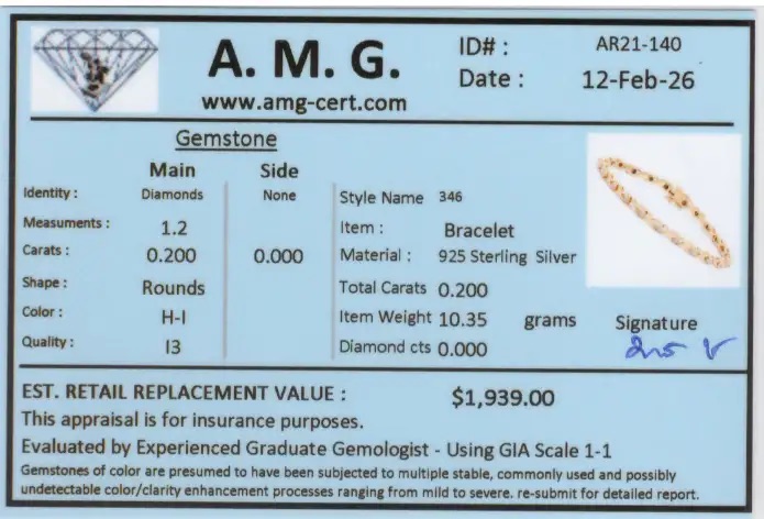 0.2 CTW Natural Diamonds 18K Gold Plated Designer Bracelet 8 Inches | Estimated Value $1,939 (AMG) at PristineAuction.com 0.2 CTW Natural Diamonds 18K Gold Plated Designer Bracelet 8 Inches | Estimated Value $1,939 (AMG) at PristineAuction.com