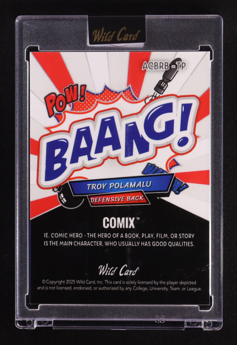 Troy Polamulu 2025 Wild Card Comix BAANG! #ACBRB-TP #7/10 at PristineAuction.com Troy Polamulu 2025 Wild Card Comix BAANG! #ACBRB-TP #7/10 at PristineAuction.com