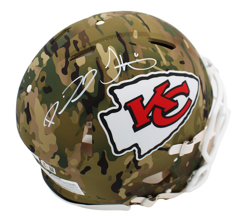 Patrick Mahomes & Tyreek Hill Signed Chiefs Full-Size Authentic On-Field Camo Alternate Speed Helmet (Radtke & Beckett) at PristineAuction.com Patrick Mahomes & Tyreek Hill Signed Chiefs Full-Size Authentic On-Field Camo Alternate Speed Helmet (Radtke & Beckett) at PristineAuction.com
