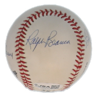ONL Baseball Signed by (4) with Bill Mazeroski, Bobby Thomson, Ralph Branca & Don Larsen (JSA) at PristineAuction.com