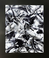 Mark Lewis Original Custom Framed Abstract Painting On Glass 017-26 (Lewis) at PristineAuction.com