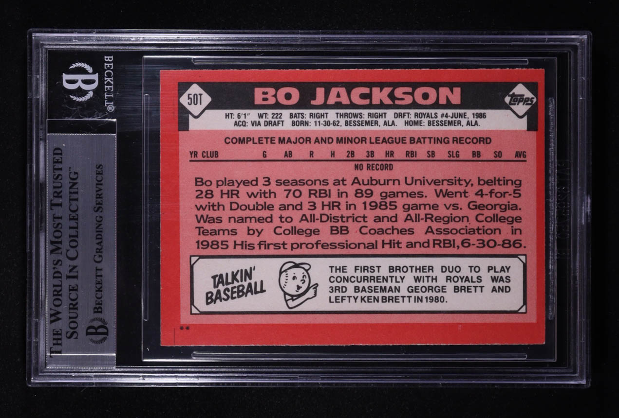 Jackson 1986 Topps Traded #50T Bo XRC RC (Beckett 8) at PristineAuction.com Jackson 1986 Topps Traded #50T Bo XRC RC (Beckett 8) at PristineAuction.com