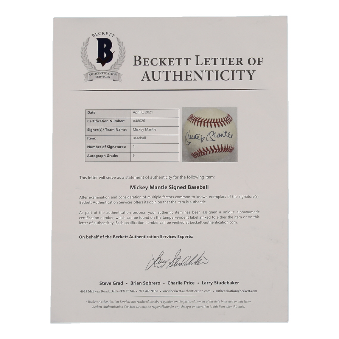 Mickey Mantle Signed OAL Baseball (Beckett) at PristineAuction.com Mickey Mantle Signed OAL Baseball (Beckett) at PristineAuction.com