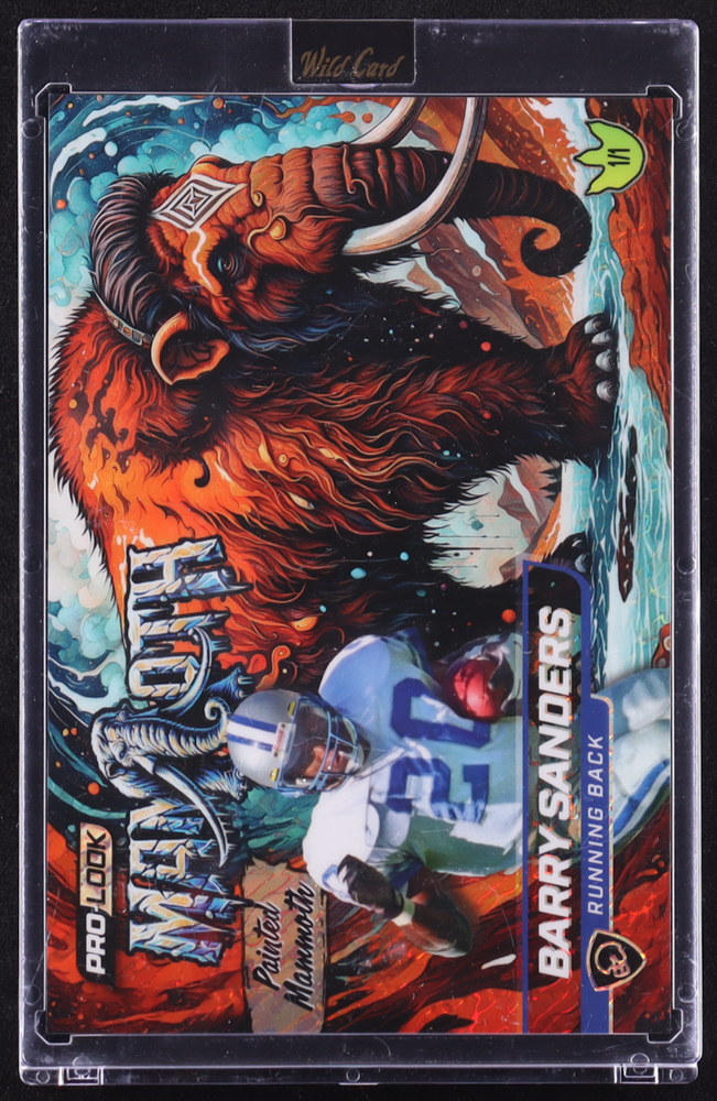 Barry Sanders 2025 Wild Card Alumination Dino-Might Pro-Look Painted Mammoth Island Foil #DMPMM309a-BS #1/1 at PristineAuction.com Barry Sanders 2025 Wild Card Alumination Dino-Might Pro-Look Painted Mammoth Island Foil #DMPMM309a-BS #1/1 at PristineAuction.com