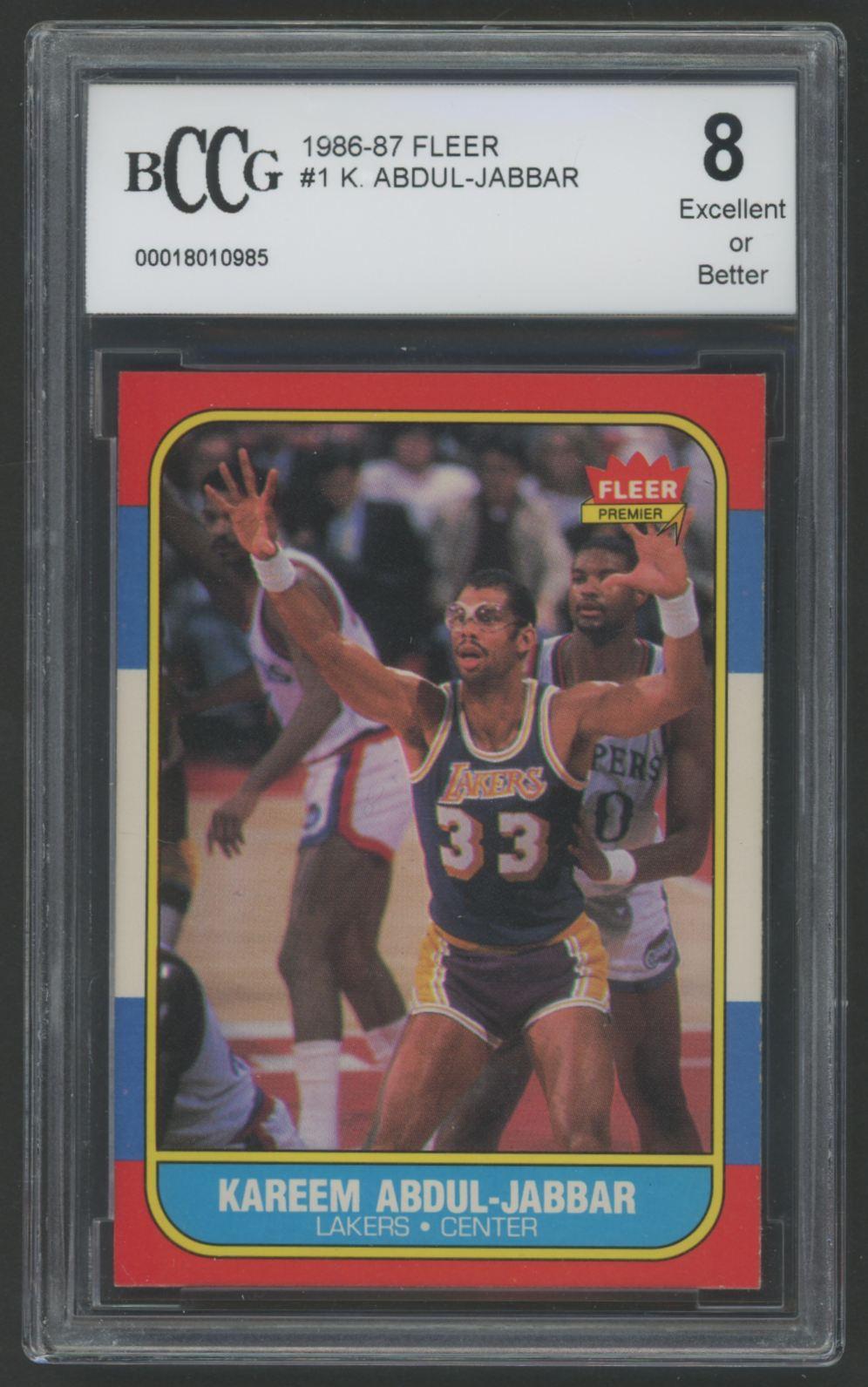 Kareem Abdul-Jabbar 1986-87 Fleer #1 (BCCG 8) at PristineAuction.com Kareem Abdul-Jabbar 1986-87 Fleer #1 (BCCG 8) at PristineAuction.com