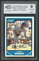 Clayton Kershaw 2007 Bowman Chrome Draft Future's Game Refractors #BDPP77 (BCCG 9) at PristineAuction.com