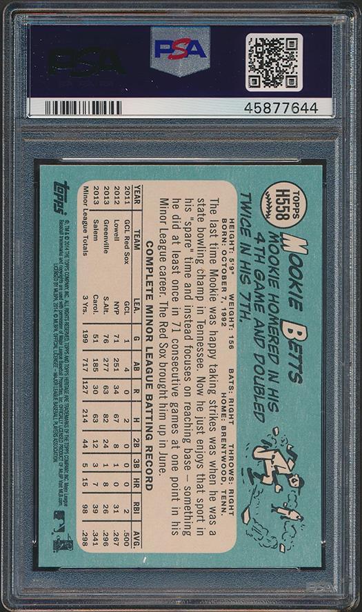 Mookie Betts 2014 Topps Heritage #H558 RC (PSA 10) at PristineAuction.com Mookie Betts 2014 Topps Heritage #H558 RC (PSA 10) at PristineAuction.com