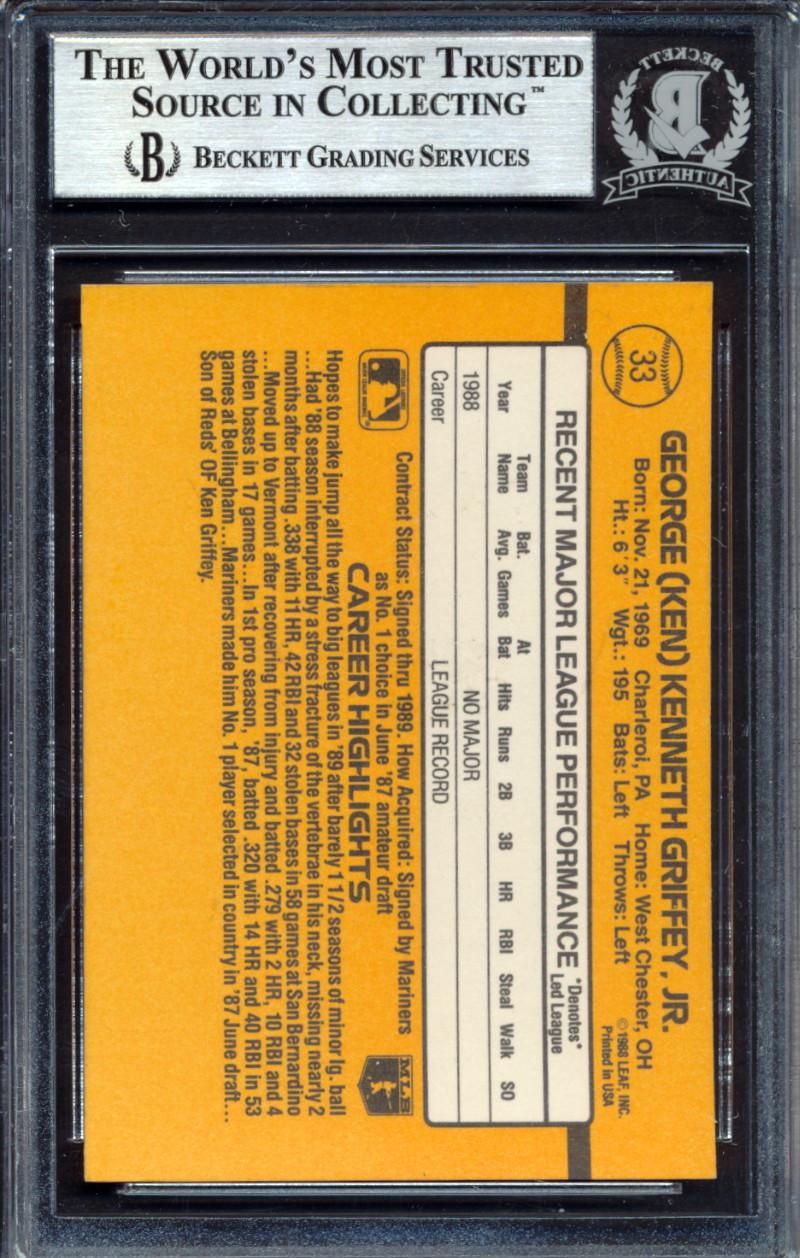 Ken Griffey Jr. Signed 1989 Donruss #33 RR RC (BGS) at PristineAuction.com Ken Griffey Jr. Signed 1989 Donruss #33 RR RC (BGS) at PristineAuction.com