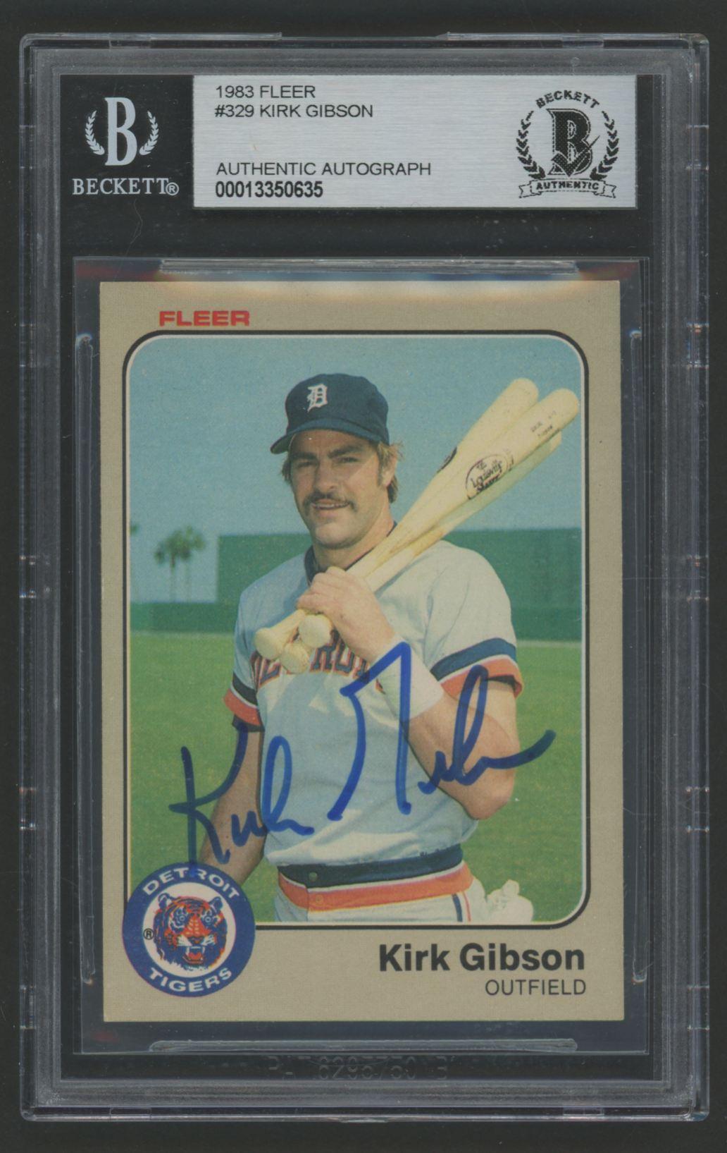 Kirk Gibson Signed 1983 Fleer #329 (BGS) at PristineAuction.com Kirk Gibson Signed 1983 Fleer #329 (BGS) at PristineAuction.com