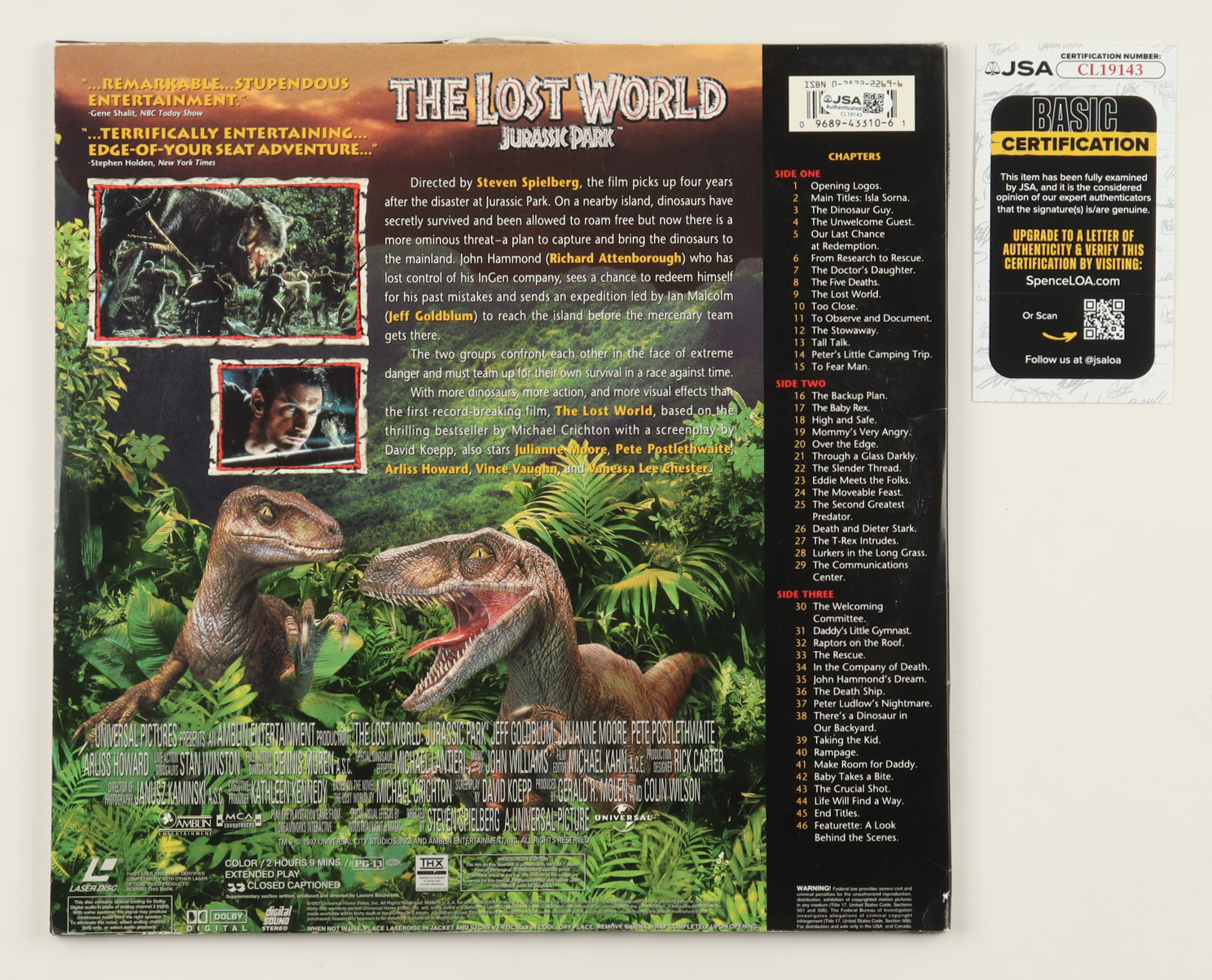 Jeff Goldblum Signed "The Lost World: Jurassic Park" LaserDisc Movie (JSA) at PristineAuction.com Jeff Goldblum Signed "The Lost World: Jurassic Park" LaserDisc Movie (JSA) at PristineAuction.com