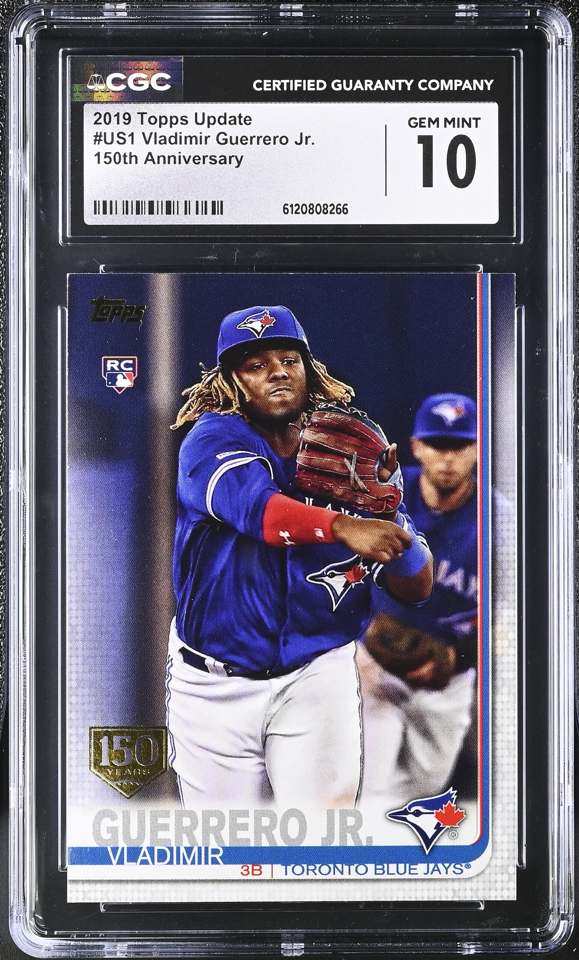 Vladimir Guerrero Jr. 2019 Topps Update 150th Anniversary #US1 RC (CGC 10) at PristineAuction.com Vladimir Guerrero Jr. 2019 Topps Update 150th Anniversary #US1 RC (CGC 10) at PristineAuction.com