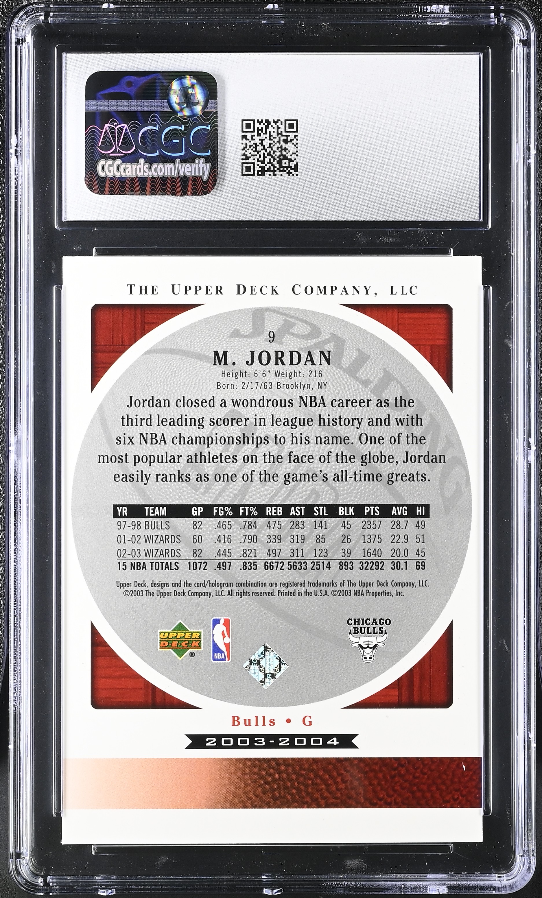Michael Jordan 2003-04 Upper Deck Standing "O" #9 (CGC 9.5) at PristineAuction.com Michael Jordan 2003-04 Upper Deck Standing "O" #9 (CGC 9.5) at PristineAuction.com