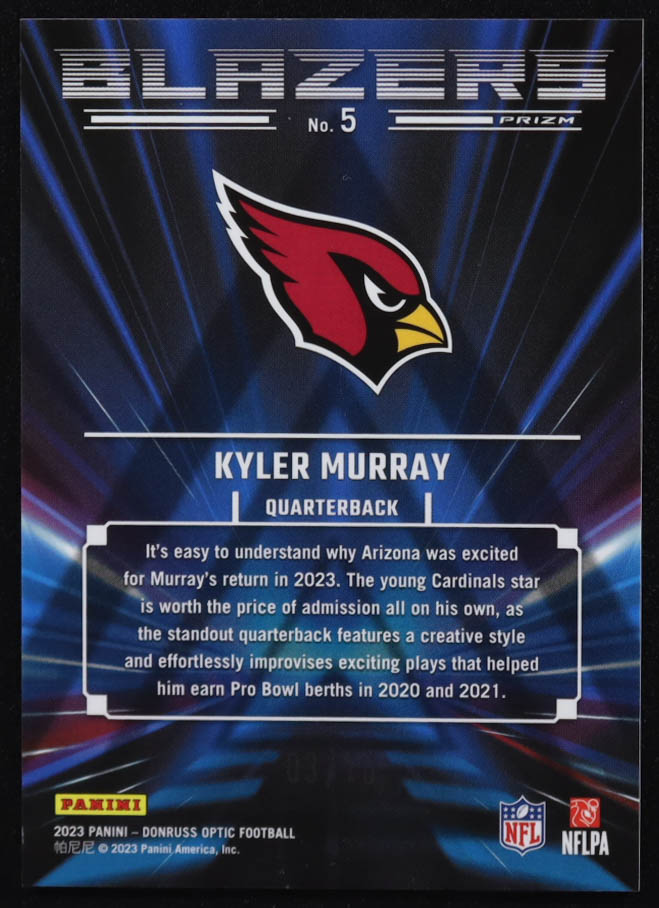 Kyler Murray 2023 Donruss Optic Blazers Gold #5 #03/10 at PristineAuction.com Kyler Murray 2023 Donruss Optic Blazers Gold #5 #03/10 at PristineAuction.com