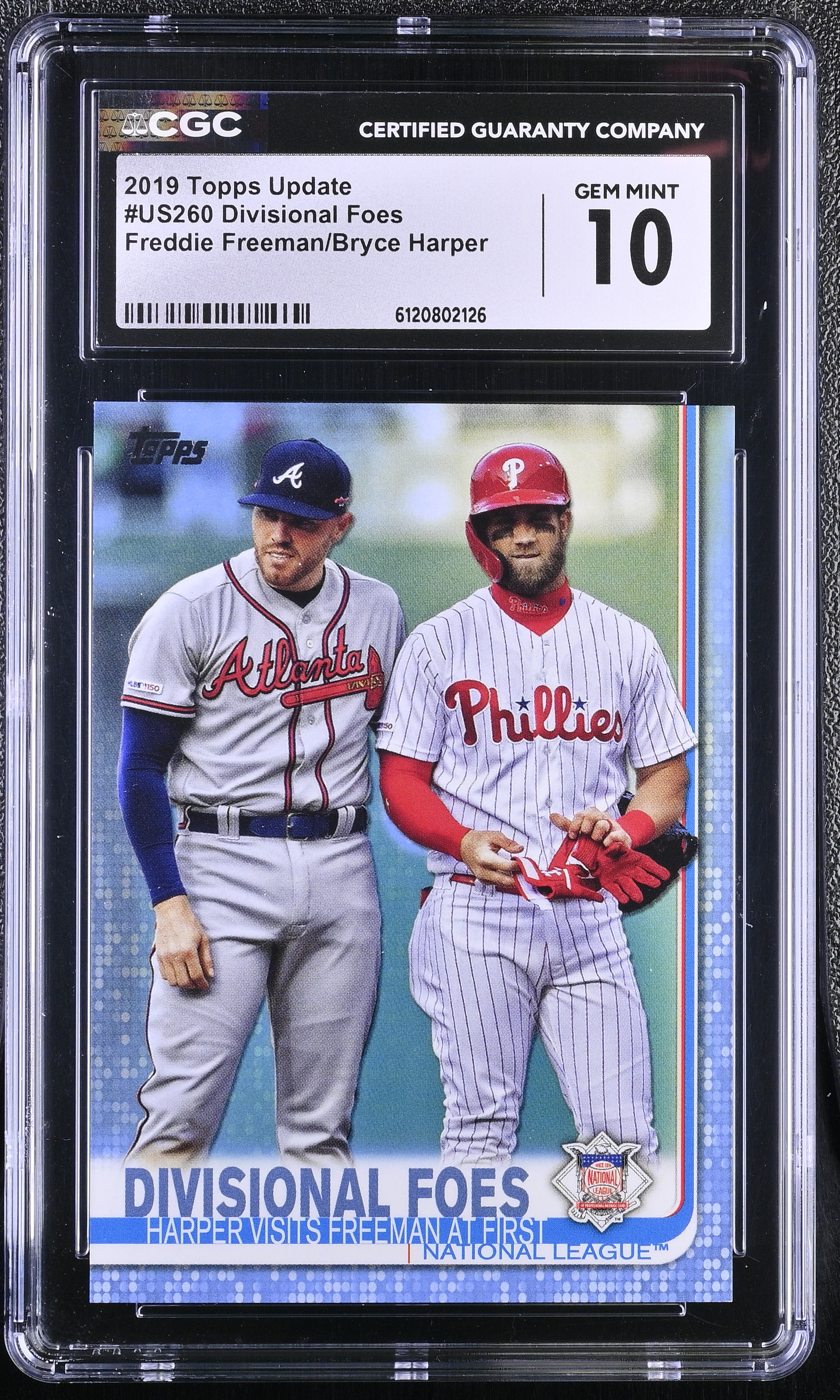 Freddie Freeman / Bryce Harper Divisional Foes 2019 Topps Update #US260 #02/50 (CGC 10) at PristineAuction.com Freddie Freeman / Bryce Harper Divisional Foes 2019 Topps Update #US260 #02/50 (CGC 10) at PristineAuction.com