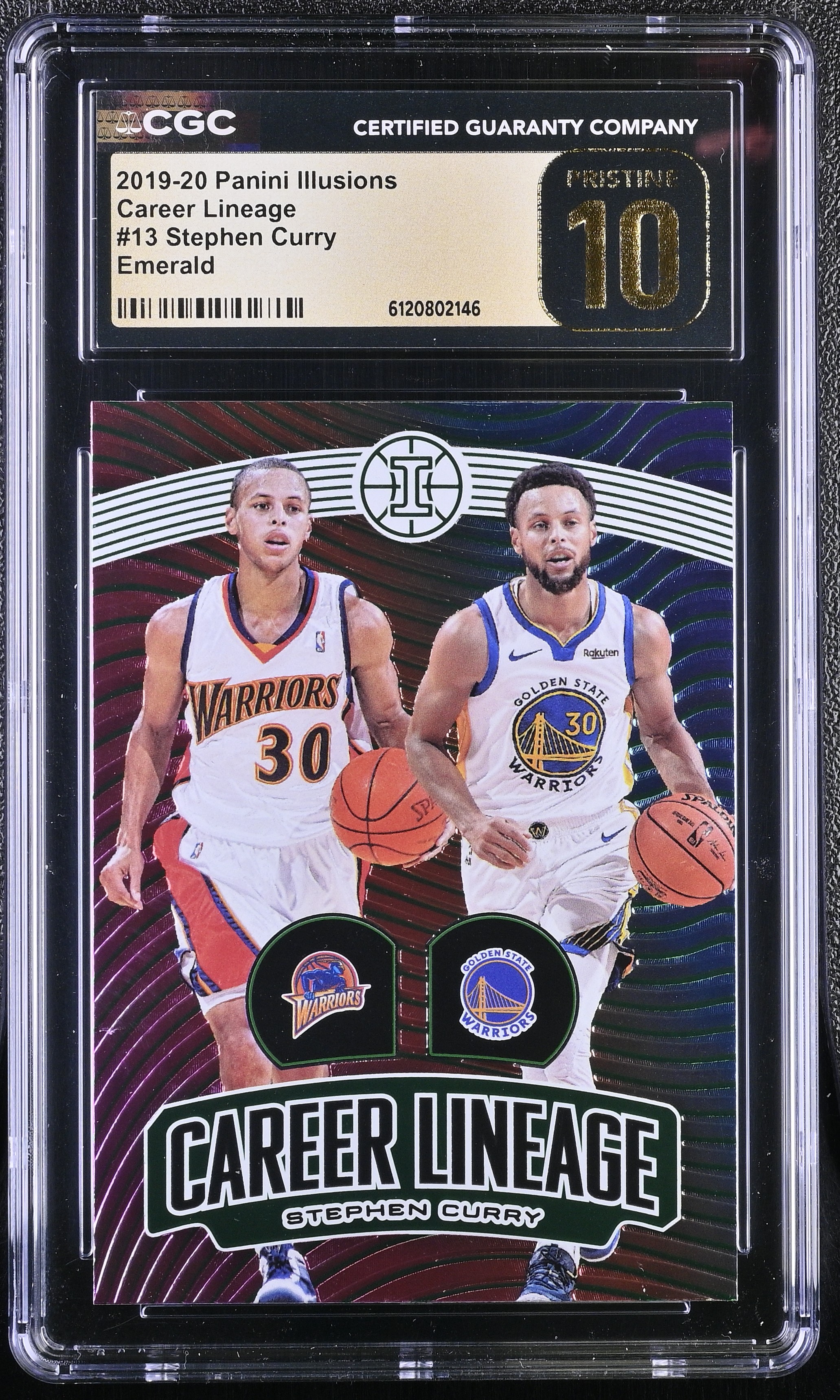 Stephen Curry 2019-20 Panini Illusions Career Lineage Emerald #13 (CGC 10 | Black Label) at PristineAuction.com Stephen Curry 2019-20 Panini Illusions Career Lineage Emerald #13 (CGC 10 | Black Label) at PristineAuction.com