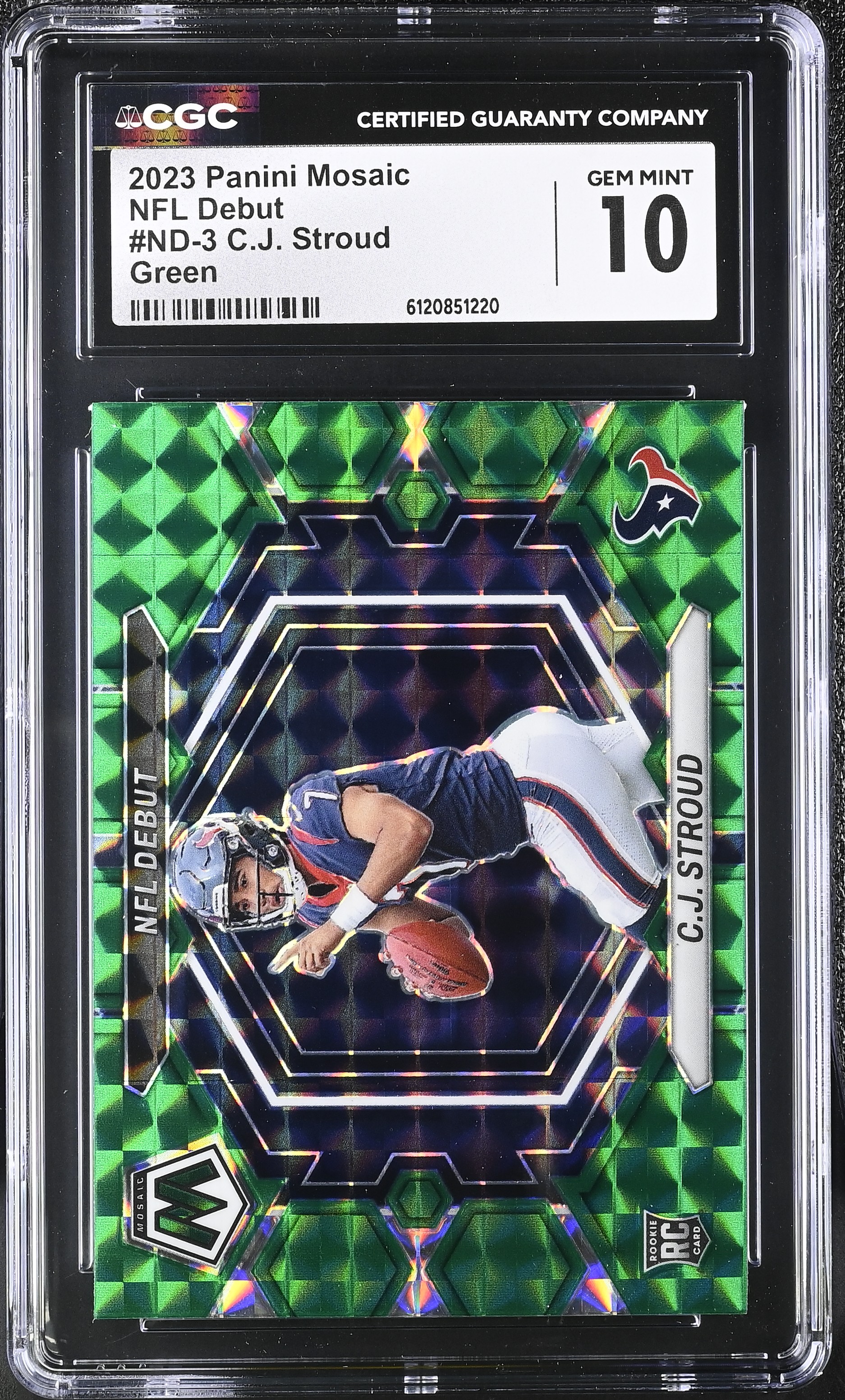 C.J. Stroud 2023 Panini Mosaic NFL Debut Green #ND-3 RC (CGC 10) at PristineAuction.com C.J. Stroud 2023 Panini Mosaic NFL Debut Green #ND-3 RC (CGC 10) at PristineAuction.com
