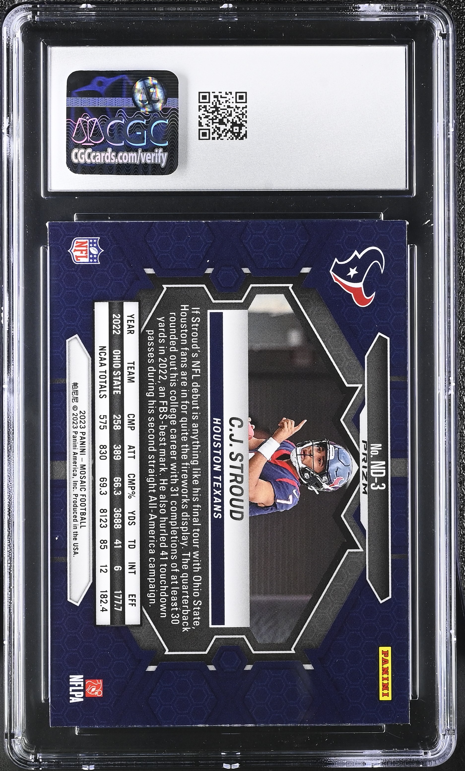 C.J. Stroud 2023 Panini Mosaic NFL Debut Green #ND-3 RC (CGC 10) at PristineAuction.com C.J. Stroud 2023 Panini Mosaic NFL Debut Green #ND-3 RC (CGC 10) at PristineAuction.com