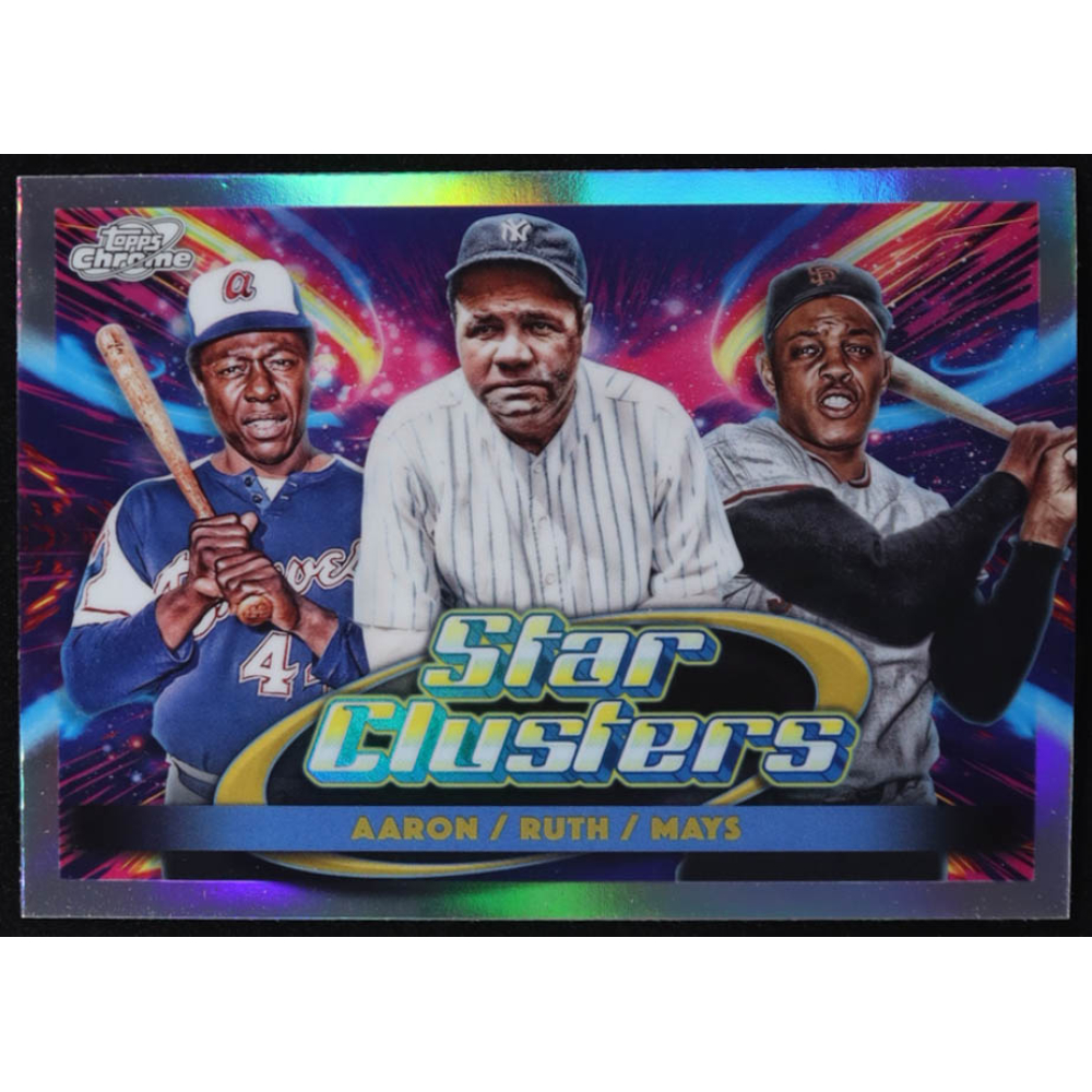 Babe Ruth / Willie Mays / Hank Aaron 2025 Topps Cosmic Chrome Triple Star Clusters #TSC6 at PristineAuction.com
