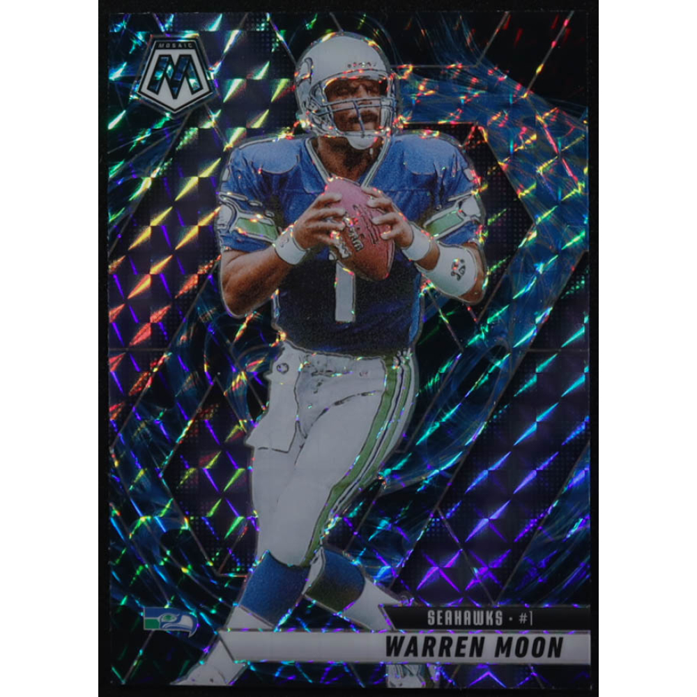 Warren Moon 2025 Panini Mosaic Mosaic Reactive Blue #32 at PristineAuction.com