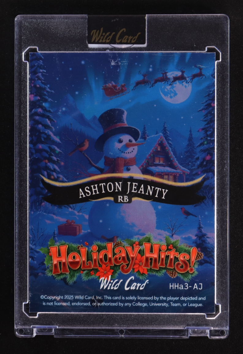 Ashton Jeanty 2025 Wild Card Holiday Hits Holo #AJ RC #3/5 at PristineAuction.com Ashton Jeanty 2025 Wild Card Holiday Hits Holo #AJ RC #3/5 at PristineAuction.com