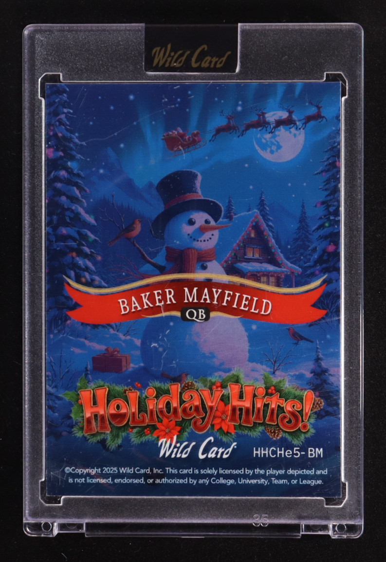 Baker Mayfield 2025 Wild Card Holiday Hits Christmas Hit Holo #BM #1/1 at PristineAuction.com Baker Mayfield 2025 Wild Card Holiday Hits Christmas Hit Holo #BM #1/1 at PristineAuction.com