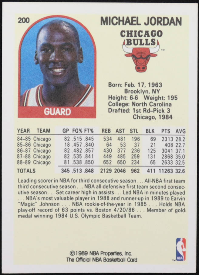 Michael Jordan 1989 NBA Hoops #200 at PristineAuction.com Michael Jordan 1989 NBA Hoops #200 at PristineAuction.com