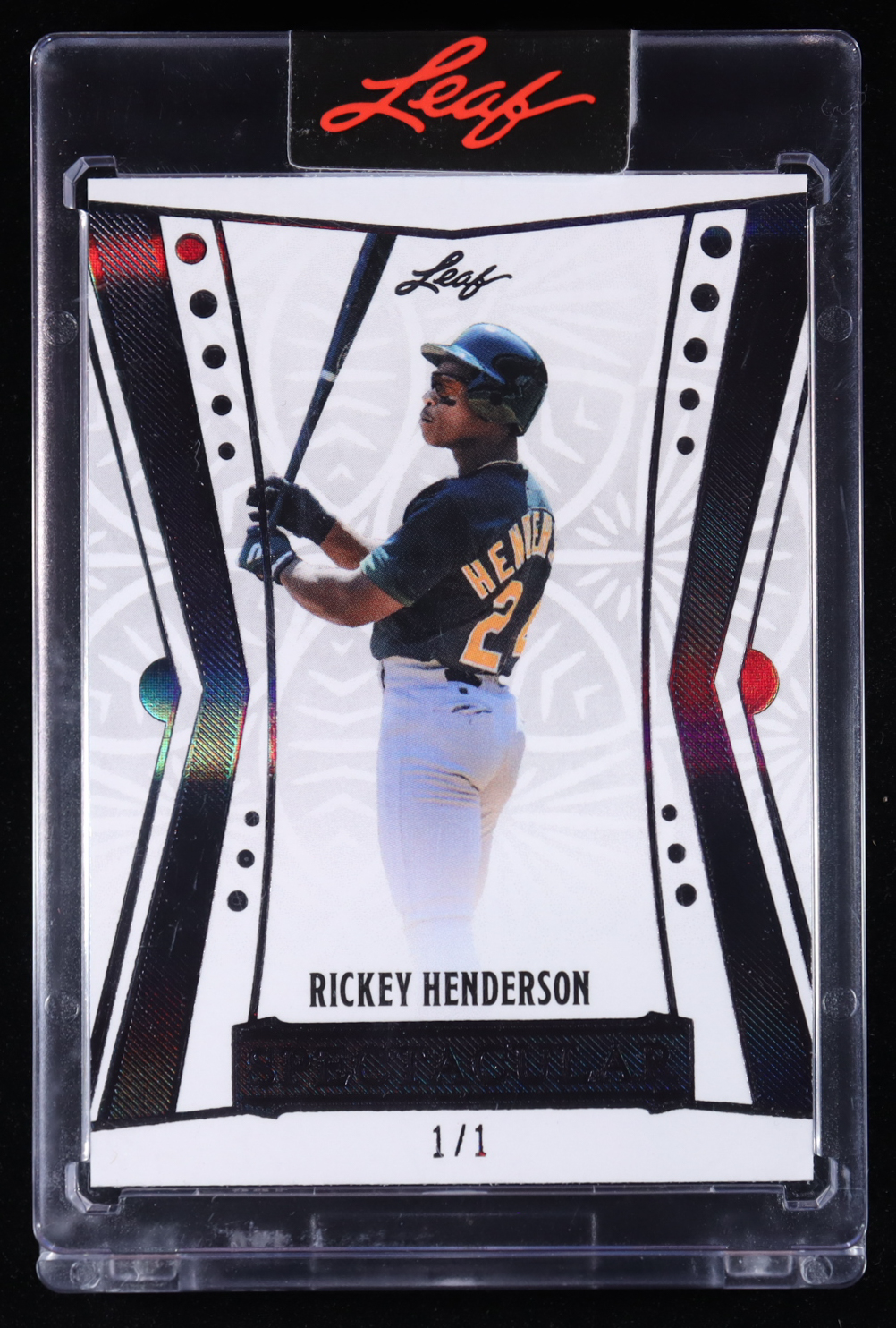 Rickey Henderson 2025 Leaf Spectacular Black Holofoil #74 #1/1 at PristineAuction.com Rickey Henderson 2025 Leaf Spectacular Black Holofoil #74 #1/1 at PristineAuction.com