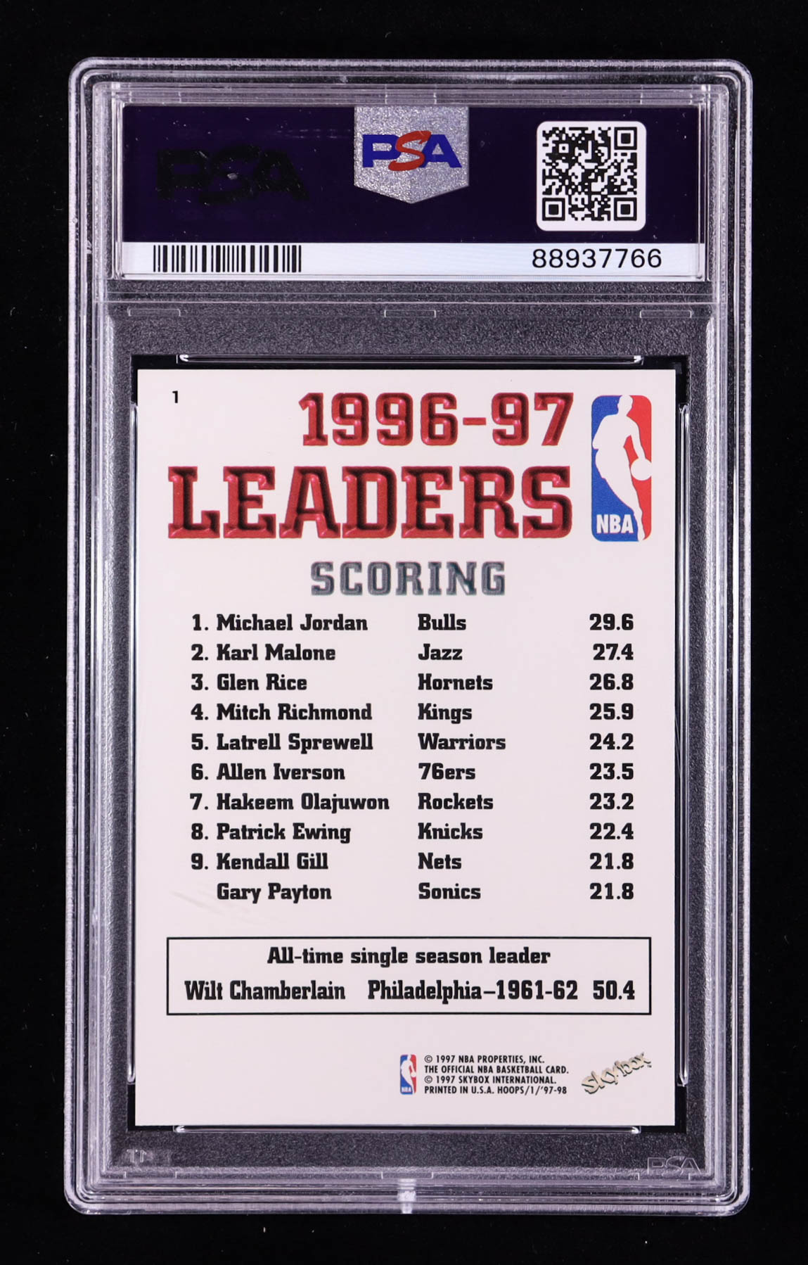 Michael Jordan 1997-98 Hoops #1 LL (PSA 9) at PristineAuction.com Michael Jordan 1997-98 Hoops #1 LL (PSA 9) at PristineAuction.com