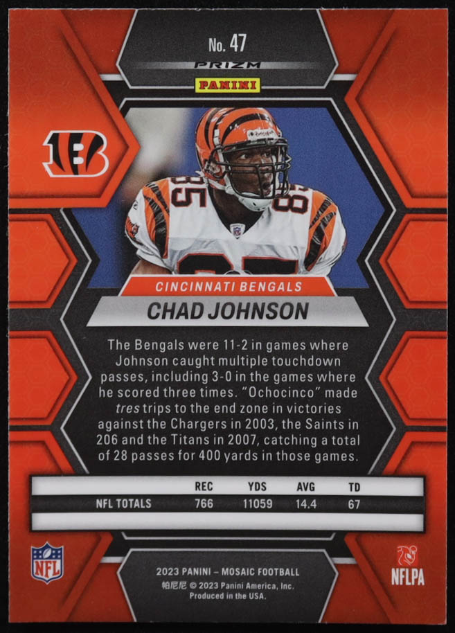 Chad Johnson 2023 Panini Mosaic Mosaic Reactive Blue #47 at PristineAuction.com Chad Johnson 2023 Panini Mosaic Mosaic Reactive Blue #47 at PristineAuction.com