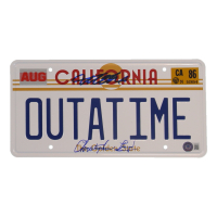 Michael J. Fox & Christopher Lloyd Signed "Back to the Future" Vanity License Plate (Beckett) at PristineAuction.com