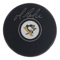 Mario Lemieux Signed Penguins Logo Hockey Puck with Display Case (Fanatics) at PristineAuction.com