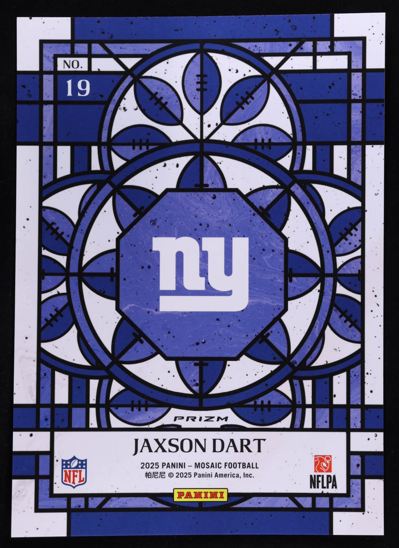 Jaxson Dart 2025 Panini Mosaic Stained Glass Oversized #19 RC at PristineAuction.com Jaxson Dart 2025 Panini Mosaic Stained Glass Oversized #19 RC at PristineAuction.com